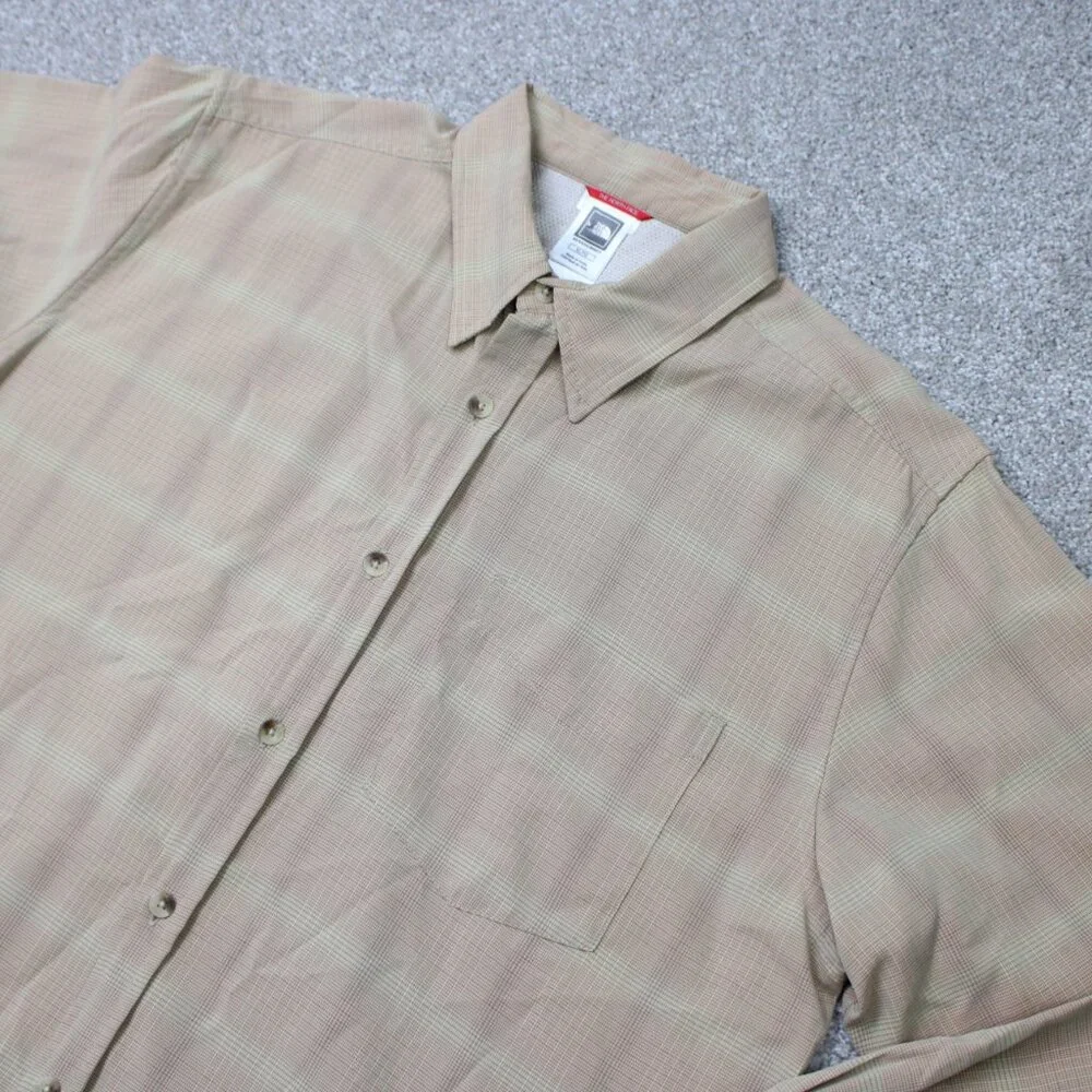 The North Face Shirt Mens XL Beige Modal/Polyester Long‎ Sleeve Button Hiking